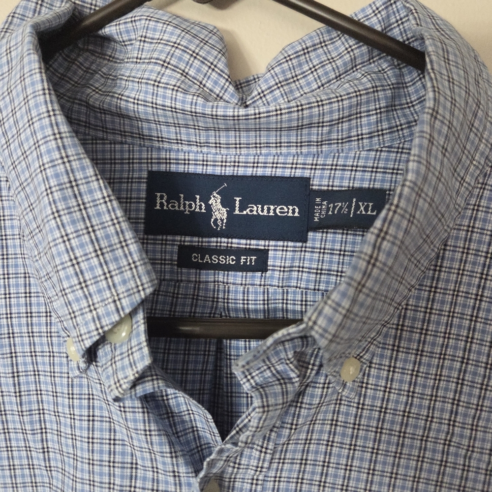 Ralph Lauren Light Blue Plaid Button Down Dress Shirt Logo - Picture 4 of 8